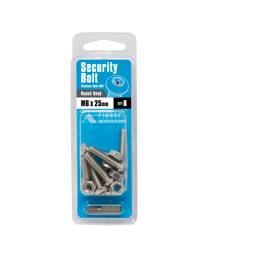 Pinnacle M6 x 25mm Stainless Steel Security Bolts - 8 Pack - Image 2 of 2