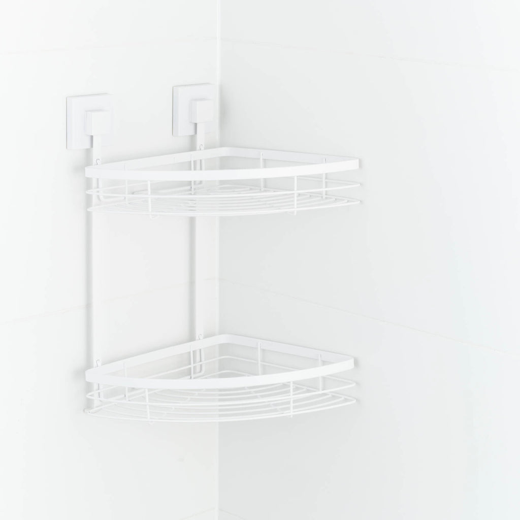 Fusion-Loc Matte White Style Suction Double Corner Shower Caddy - Image 3 of 5