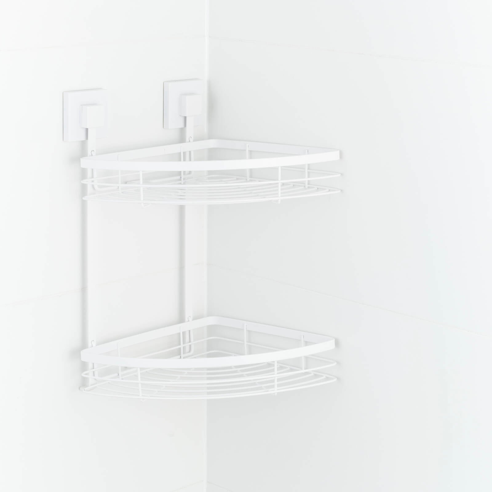 Fusion-Loc Matte White Style Suction Double Corner Shower Caddy - Image 3 of 5