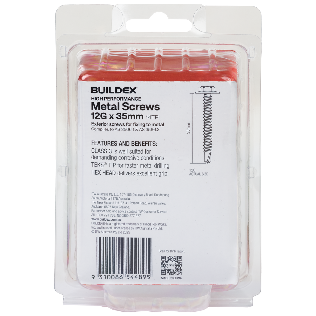 Buildex 12G x 35mm Class 3 Sheet Metal Screws - 50 Pack - Image 3 of 5