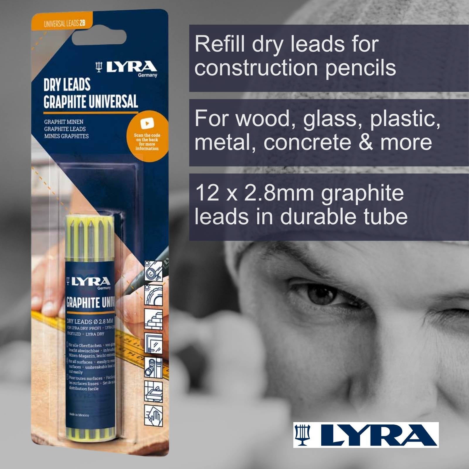 Lyra 12 x 2.8mm 2B Graphite Lead Refill Pack - Image 2 of 6