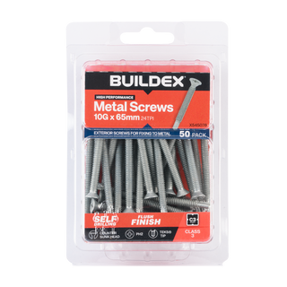 Buildex 10G x 65mm Class 3 Sheet Metal Screws - 50 Pack