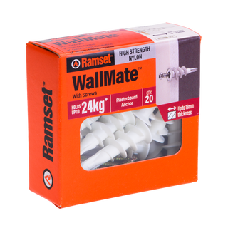 Ramset Nylon WallMate Plasterboard Anchor With Screws - 20 Pack