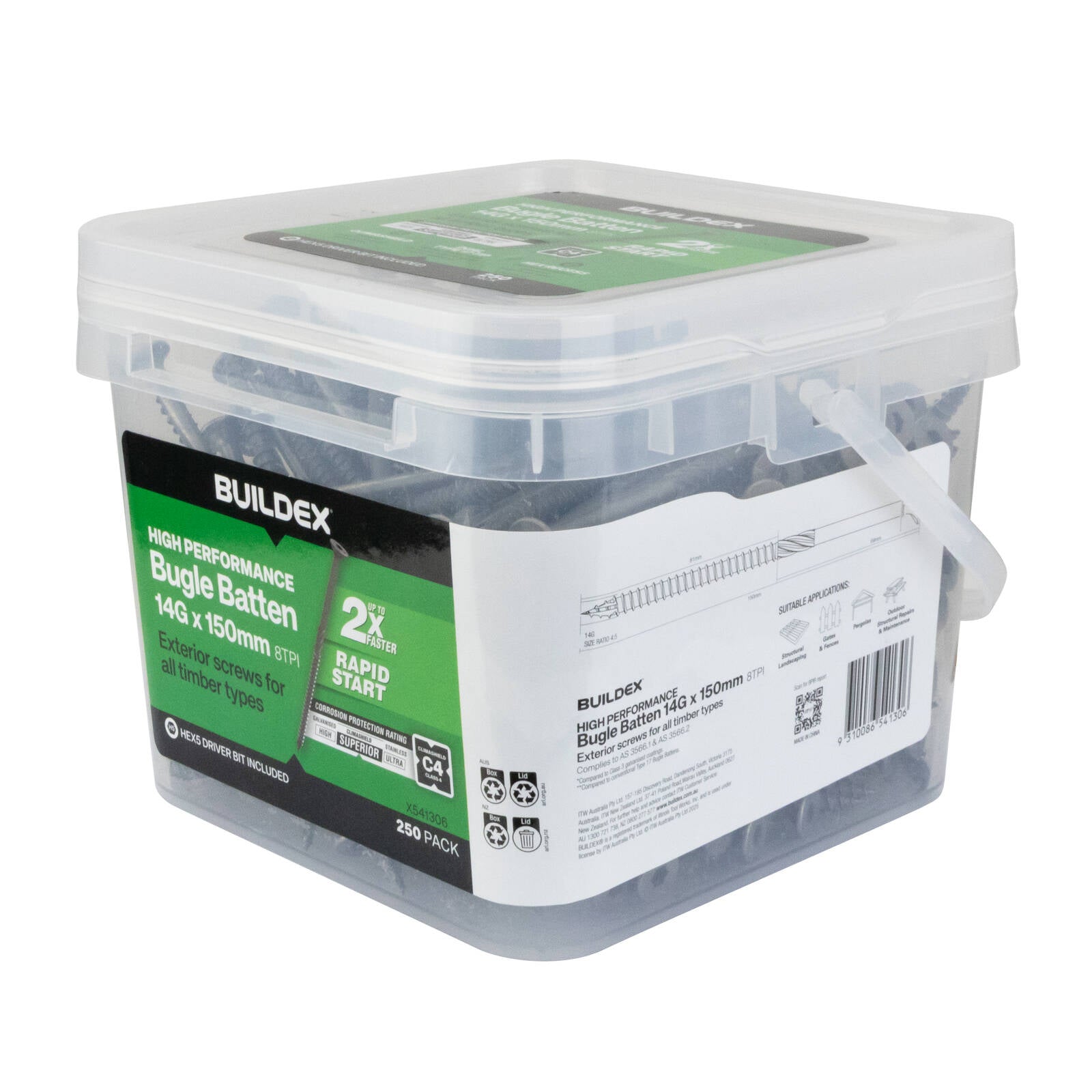 Buildex® 14G x 150mm Class 4 Bugle Batten Screws - 250 pack - Image 2 of 5