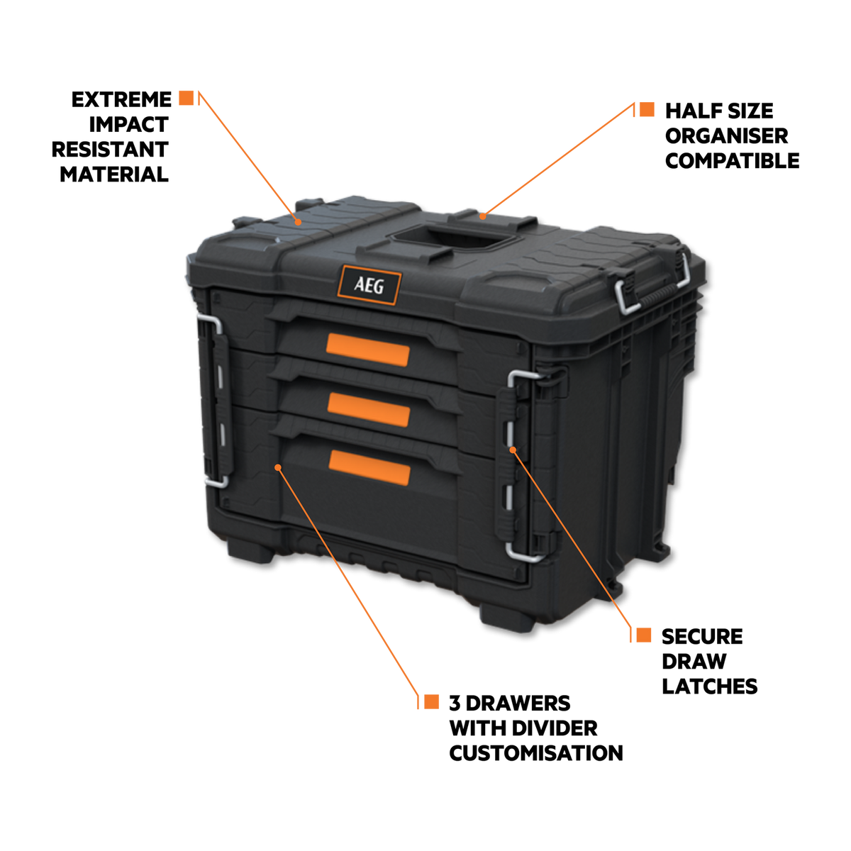 AEG QUICKSTACK 2.0 3 Drawer Toolbox - Image 2 of 7