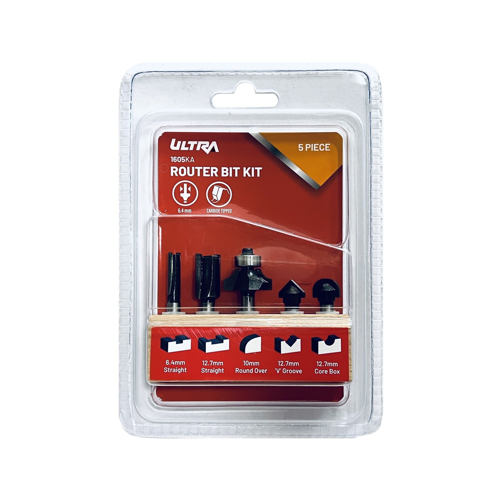 Ultra 6.4mm 5 Piece Router Bit Set - Image 1 of 2