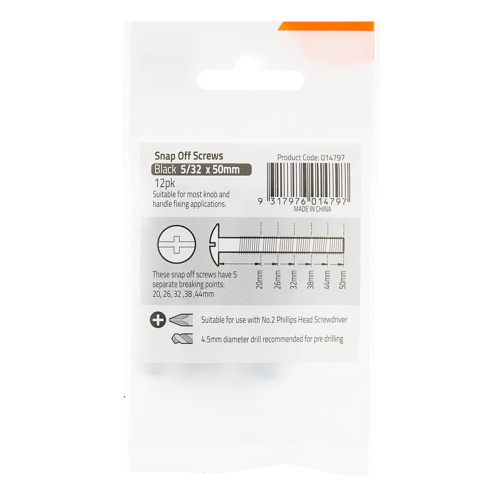 Taskmaster 5/32 x 50mm Black Snap Off Screw - 12 Pack - Image 9 of 13