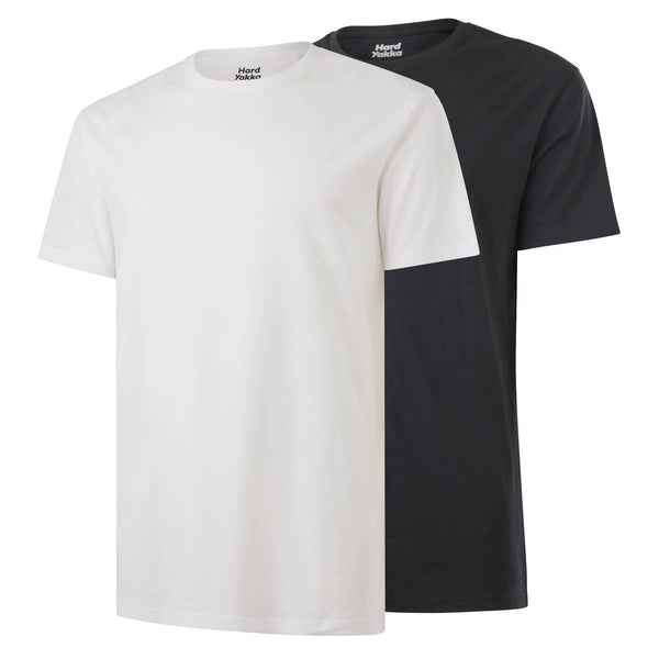 Hard Yakka White / Charcoal 2 Pack Core Tee Bundle - Size L