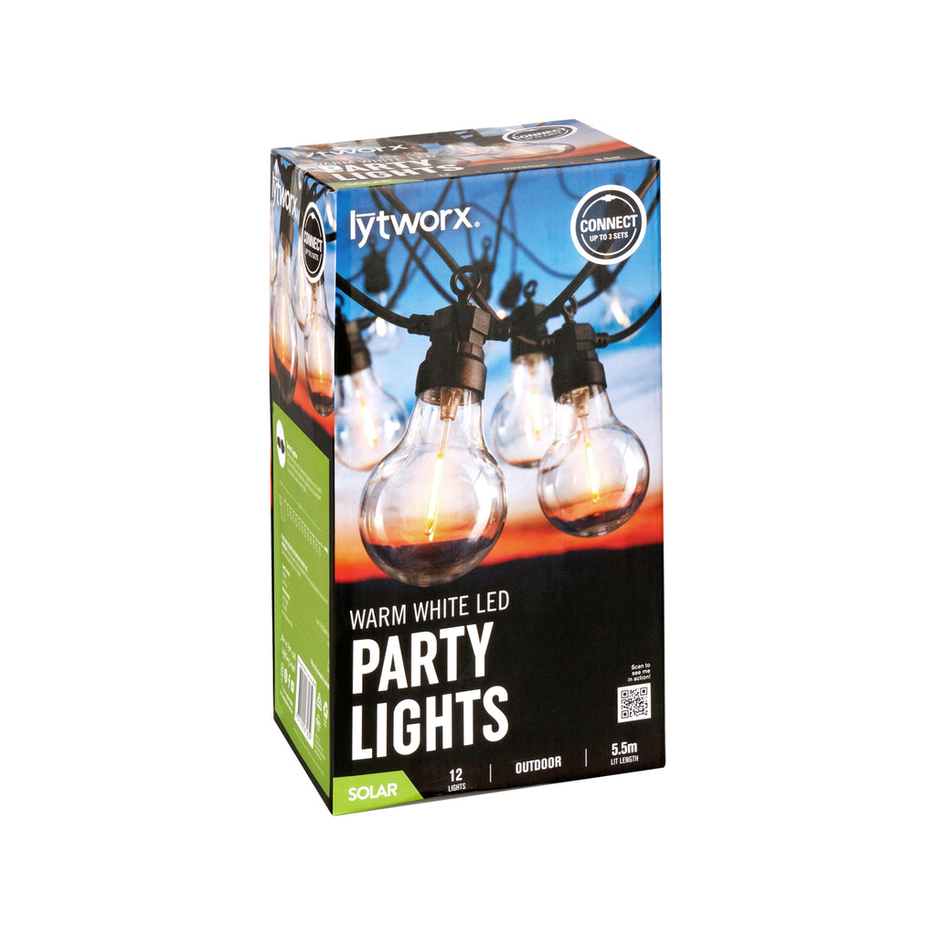 Lytworx 12 Warm White Solar Connectable Party Lights - Image 1 of 2