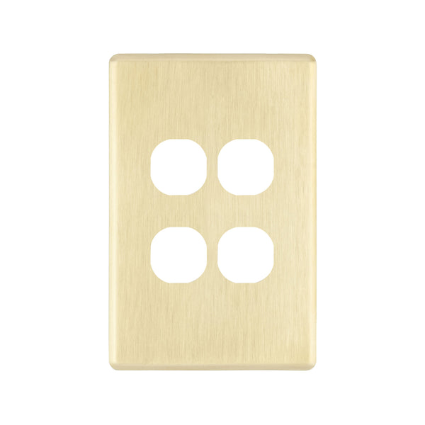 Deta S-Line Brushed Gold Finish 4 Gang Switch Cover Plate - Brushed Gold