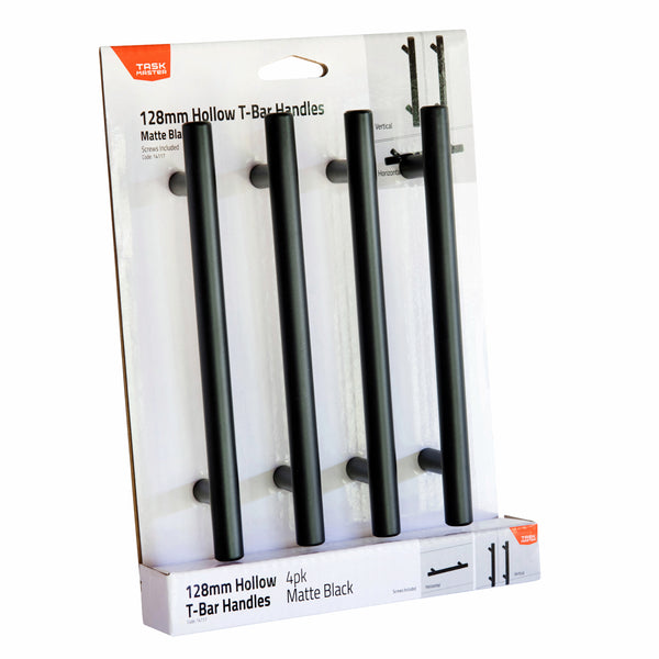 Taskmaster 128mm Black Matte Hollow T Handle - 4 Pack - 128mm