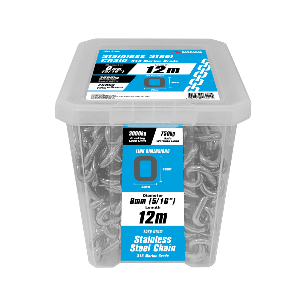 Pinnacle 8mm 5/16" x 12m Stainless Steel Chain - Image 2 of 2