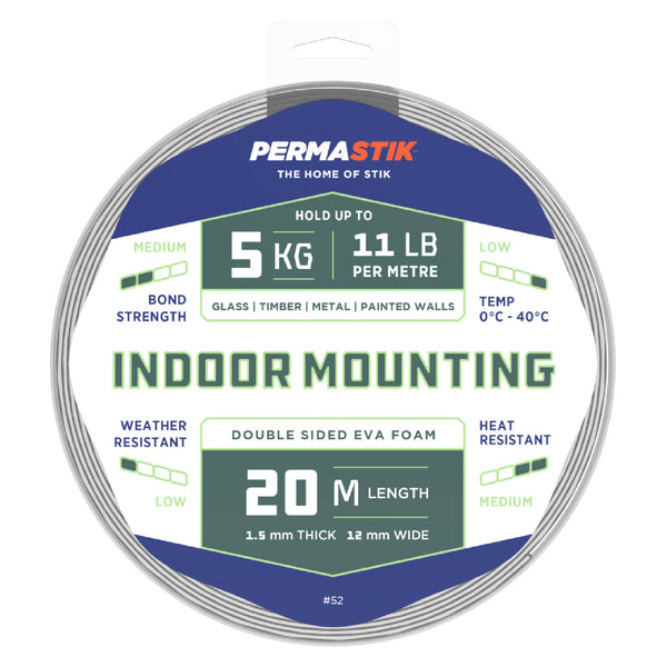 Permastik 12mm x 20m Indoor Mounting Tape