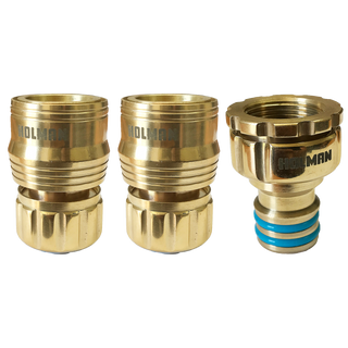 Holman 18mm Brass Grip N Lock 3 Piece Hose Connector Set