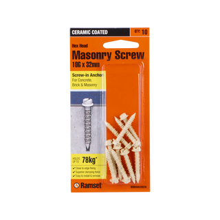 Ramset 10G x 32mm White Ankascrew - 10 Pack