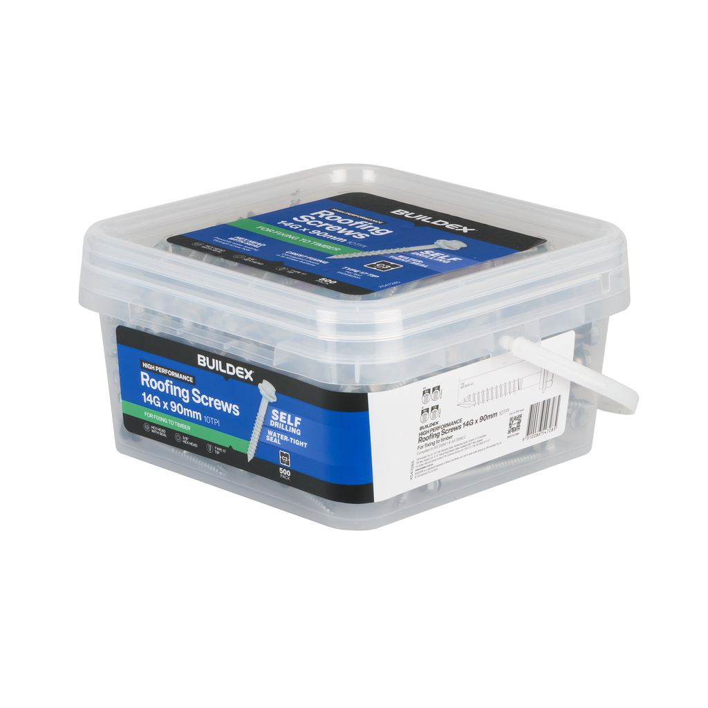 Buildex 14G x 90mm Class 3 Roofing Screws with Seal - 500 Pack - Image 5 of 5