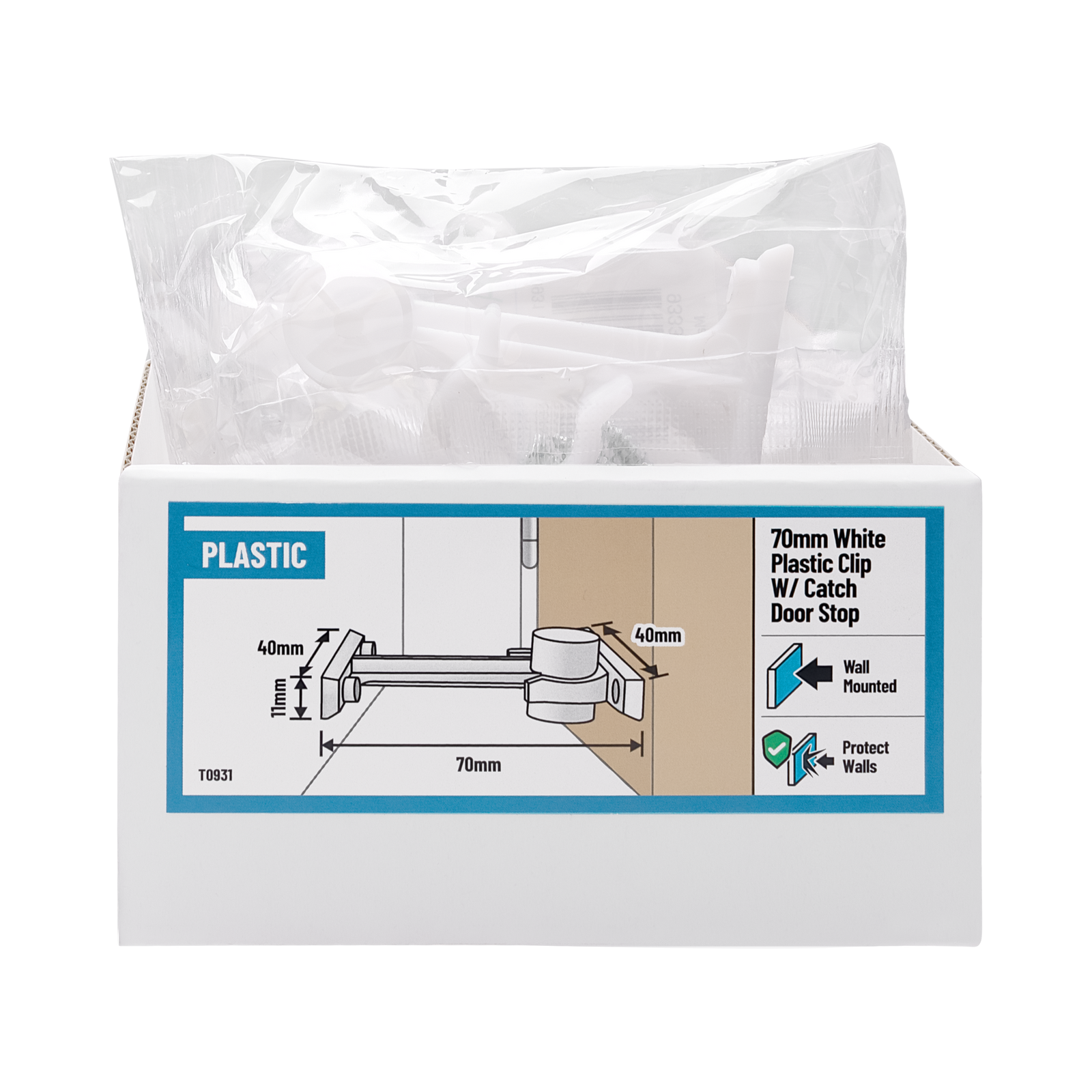 Adoored 70mm White Plastic Long Door Clip - 70mm - Image 5 of 5