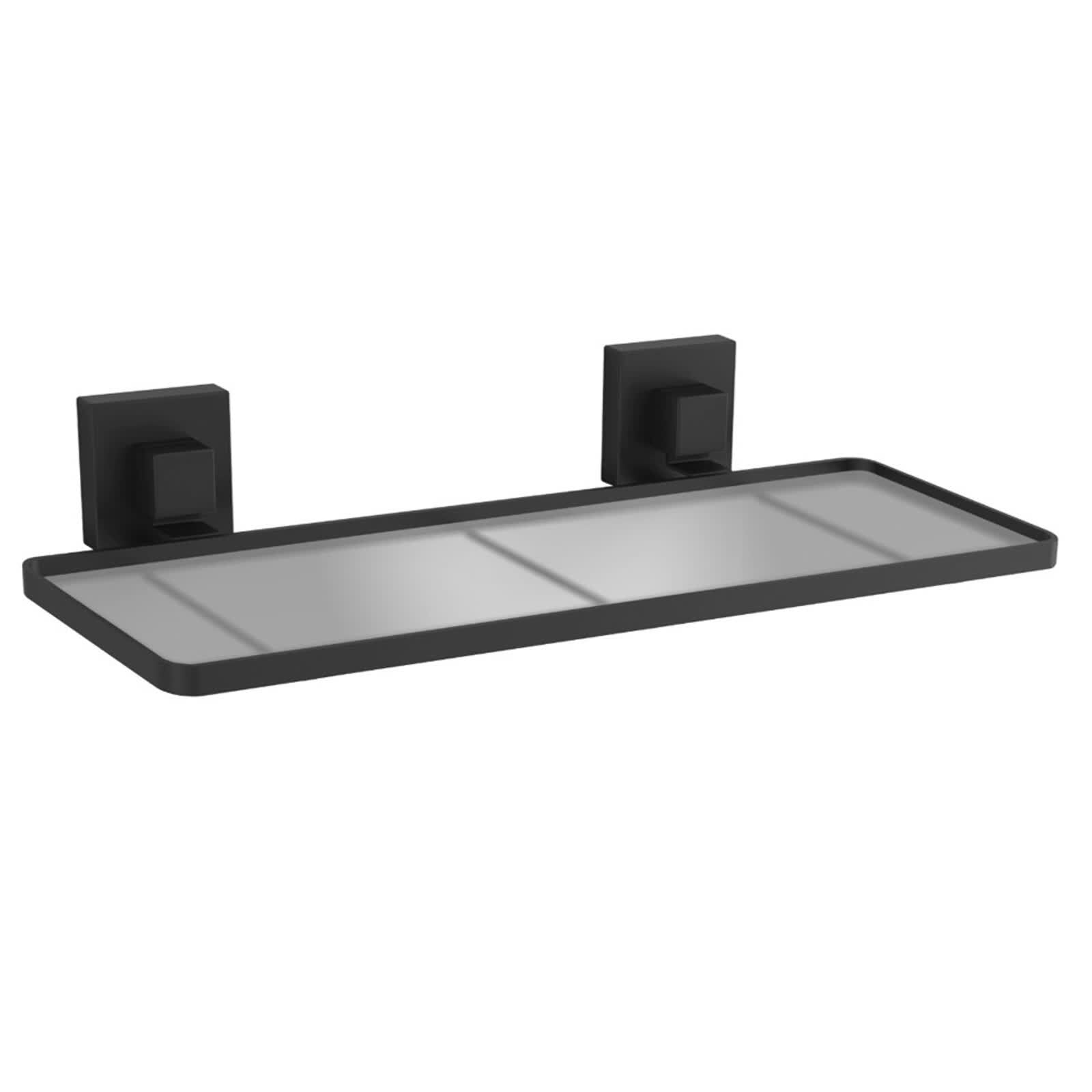 Fusion-Loc 26kg Black Matte Suction Frosted Acrylic Bathroom Shelf - Image 1 of 8