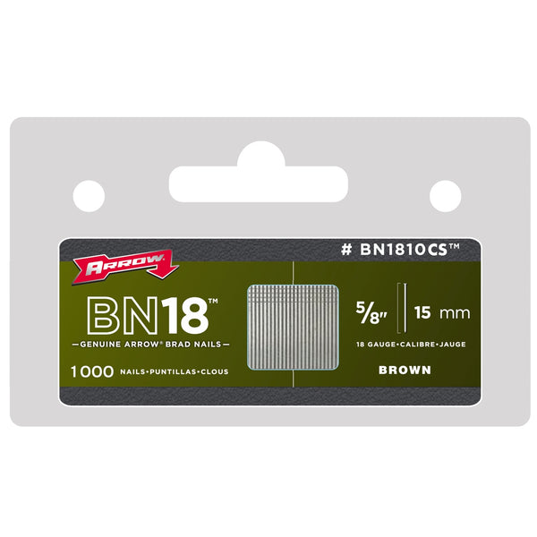 Arrow 15mm Brown Brad Nails - 1000 Pack