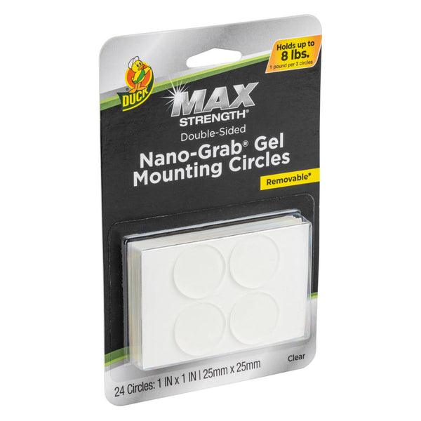 Duck 25mm x 25mm Clear Max Strength Nano Grab Mounting Circles, 24 Pack