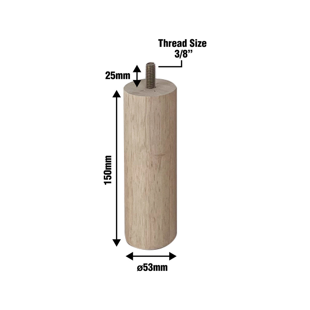 Adoored 53 x 150mm Raw Wood Round Furniture Leg - Image 4 of 4