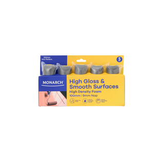 Monarch 100mm 9mm Nap High Gloss & Smooth Surfaces Mini Rollers - 5 Pack