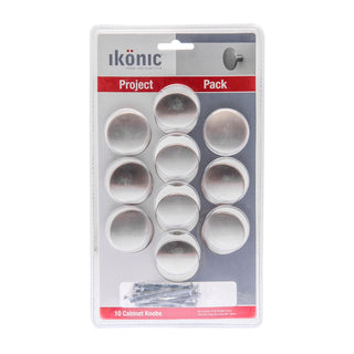 Ikonic 37mm Brushed Nickel Round Knob - Card of 10