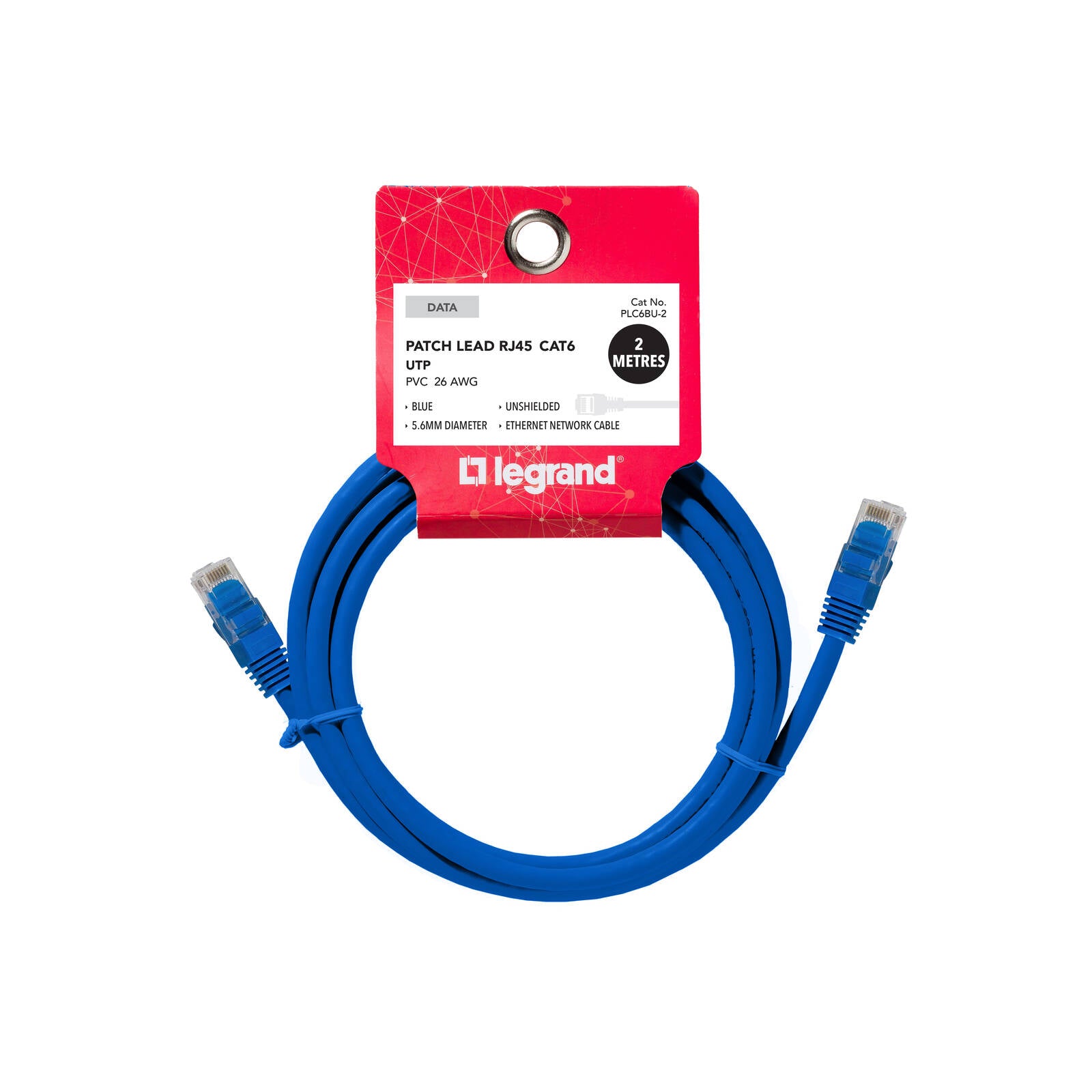 Legrand 2m Blue Cat6 RJ45 UTP Patch Lead - Image 1 of 2
