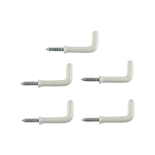 Everhang 25mm White PVC Coated Square Hook - 5 Pack