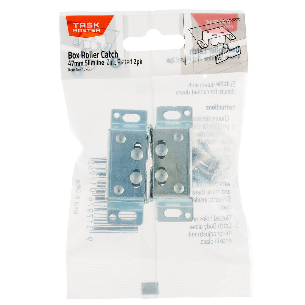Taskmaster 47mm Zinc Plated Box Roller Catch - 2 Pack - Image 1 of 7