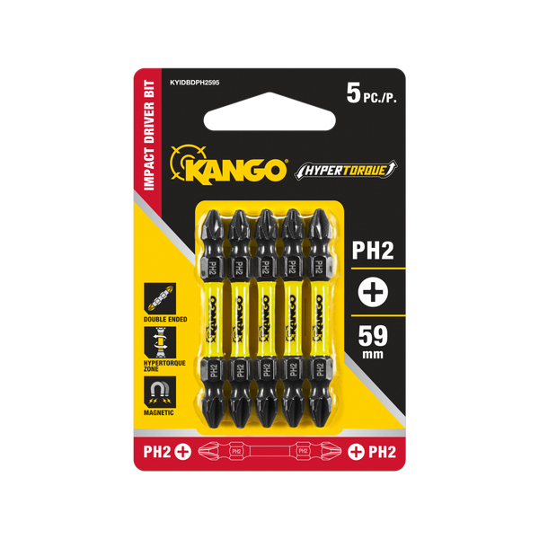 Kango Hypertorque 59mm Ph2 Double-Ended Impact Driver Bits - 5 Pack