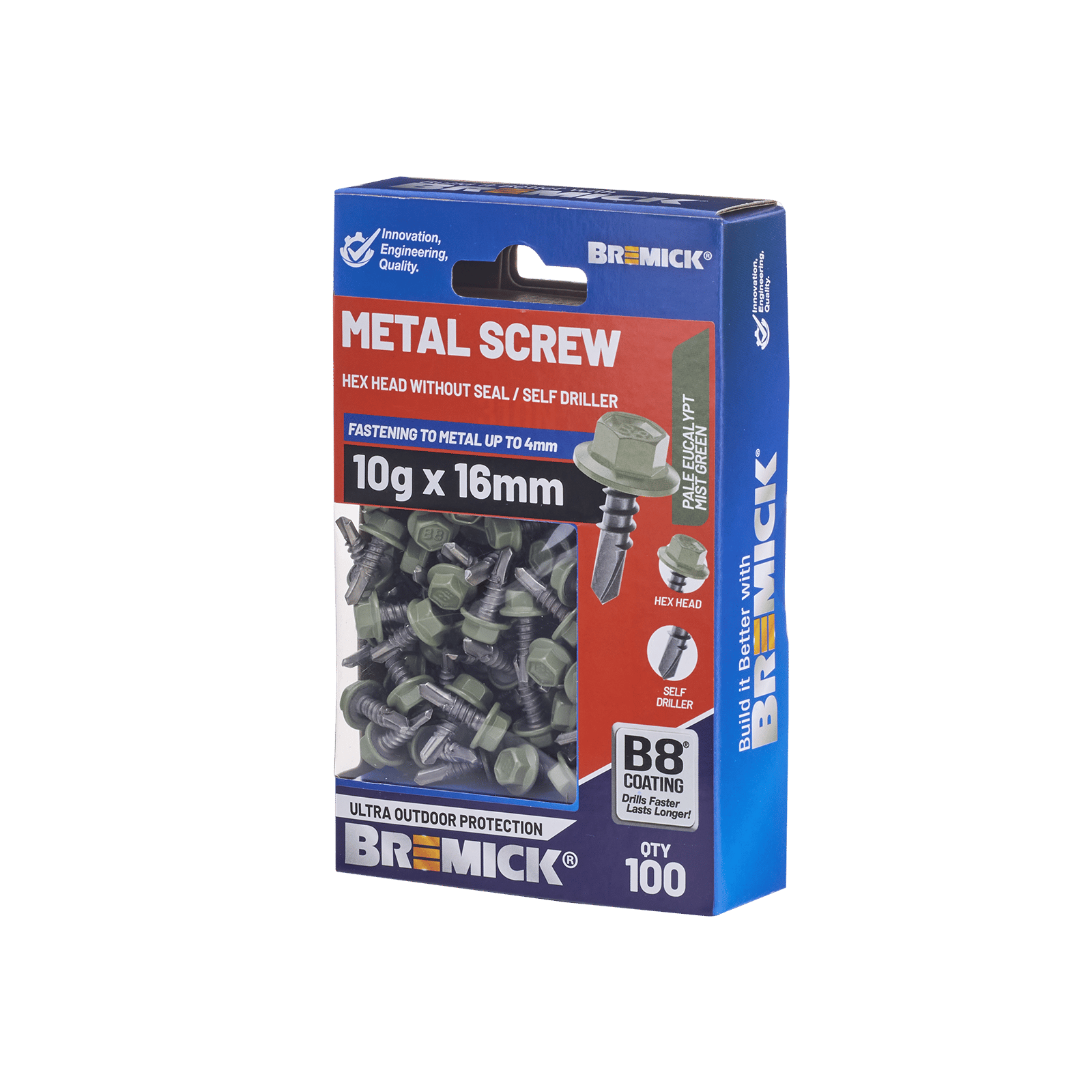Bremick Metal Hex Screw 10g x 16mm B8 PE BOX 100 - Image 1 of 5