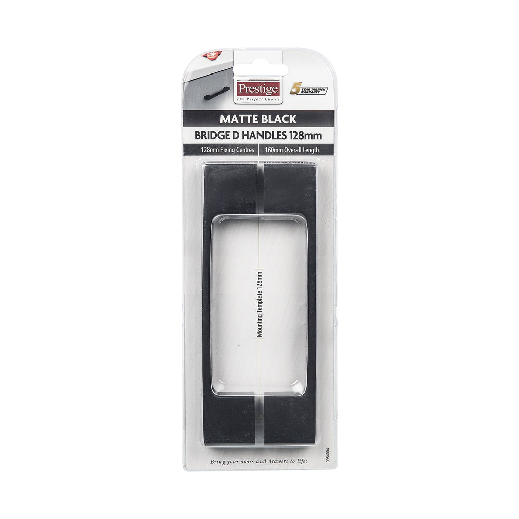 Prestige 128mm Black D Bridge Handle - 2 Pack - 128mm - Image 1 of 3