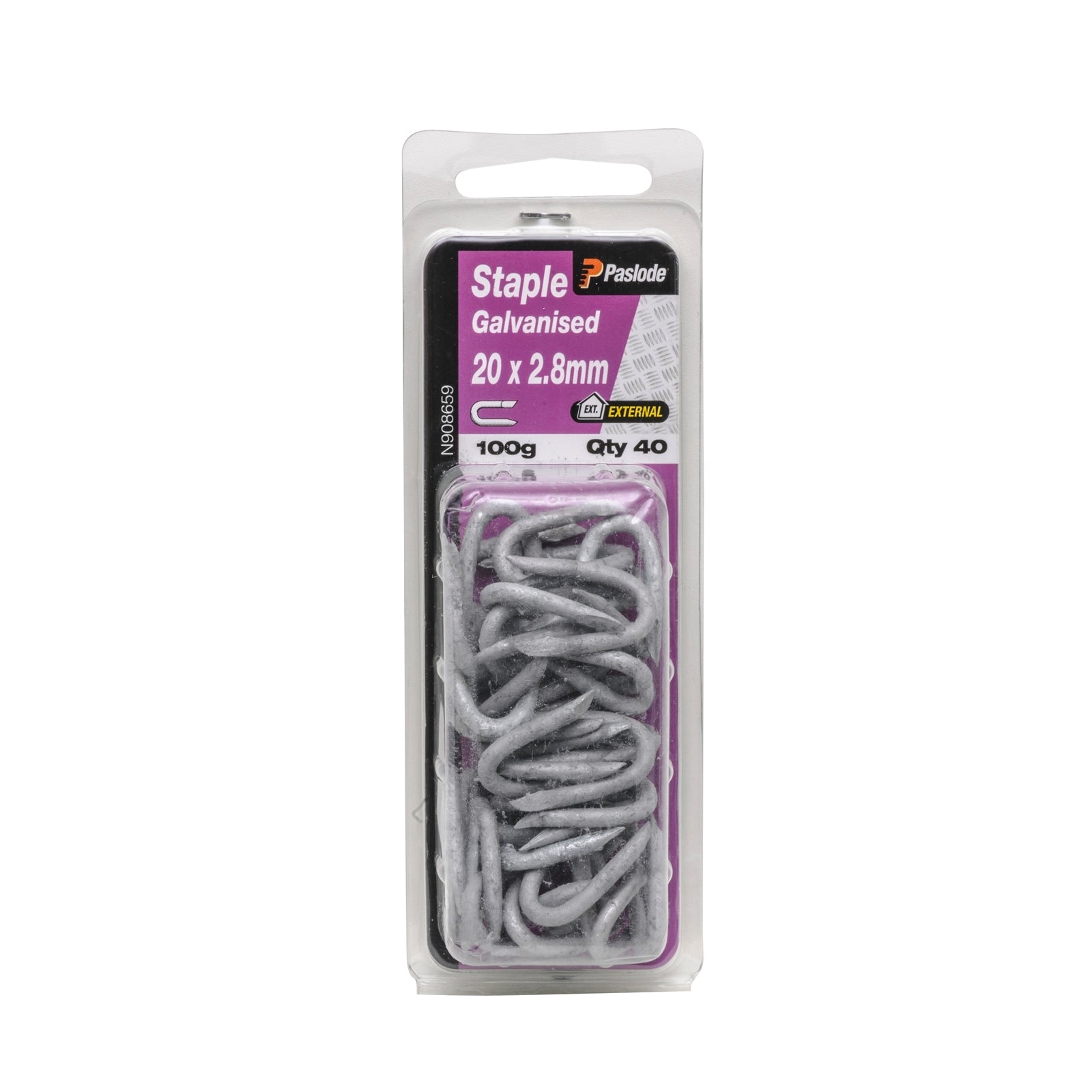 Paslode 20 x 2.8mm 100g Galvanised Staple Nails - 40 Pack - Image 1 of 1