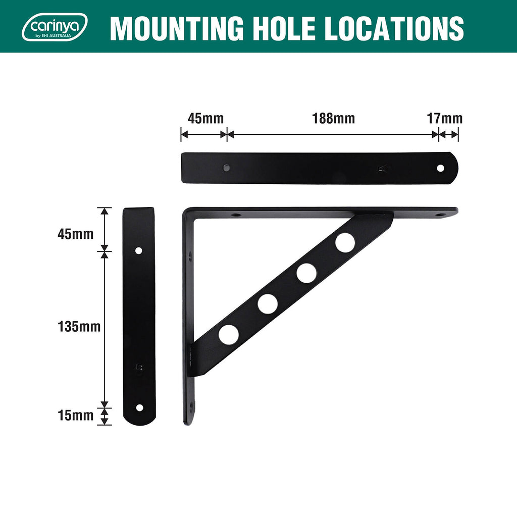 Carinya 250 x 195mm Black Heavy Duty Circle Stayed Bracket - Image 14 of 19