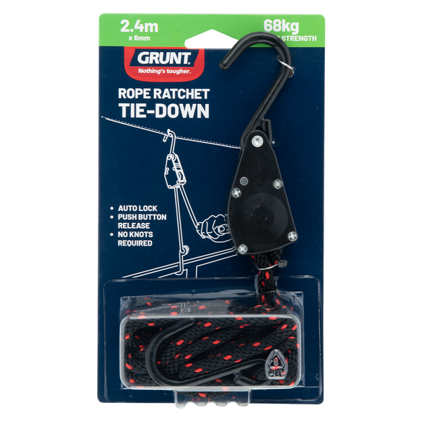 Grunt 6mm x 240cm Rope Ratchet Tie Down