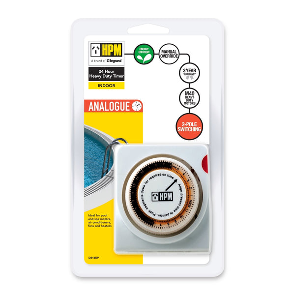 HPM 24 Hour Compact Heavy Duty Analogue Timer