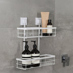 Fusion-Loc Matte White Style Suction Double Shower Caddy - Image 3 of 5