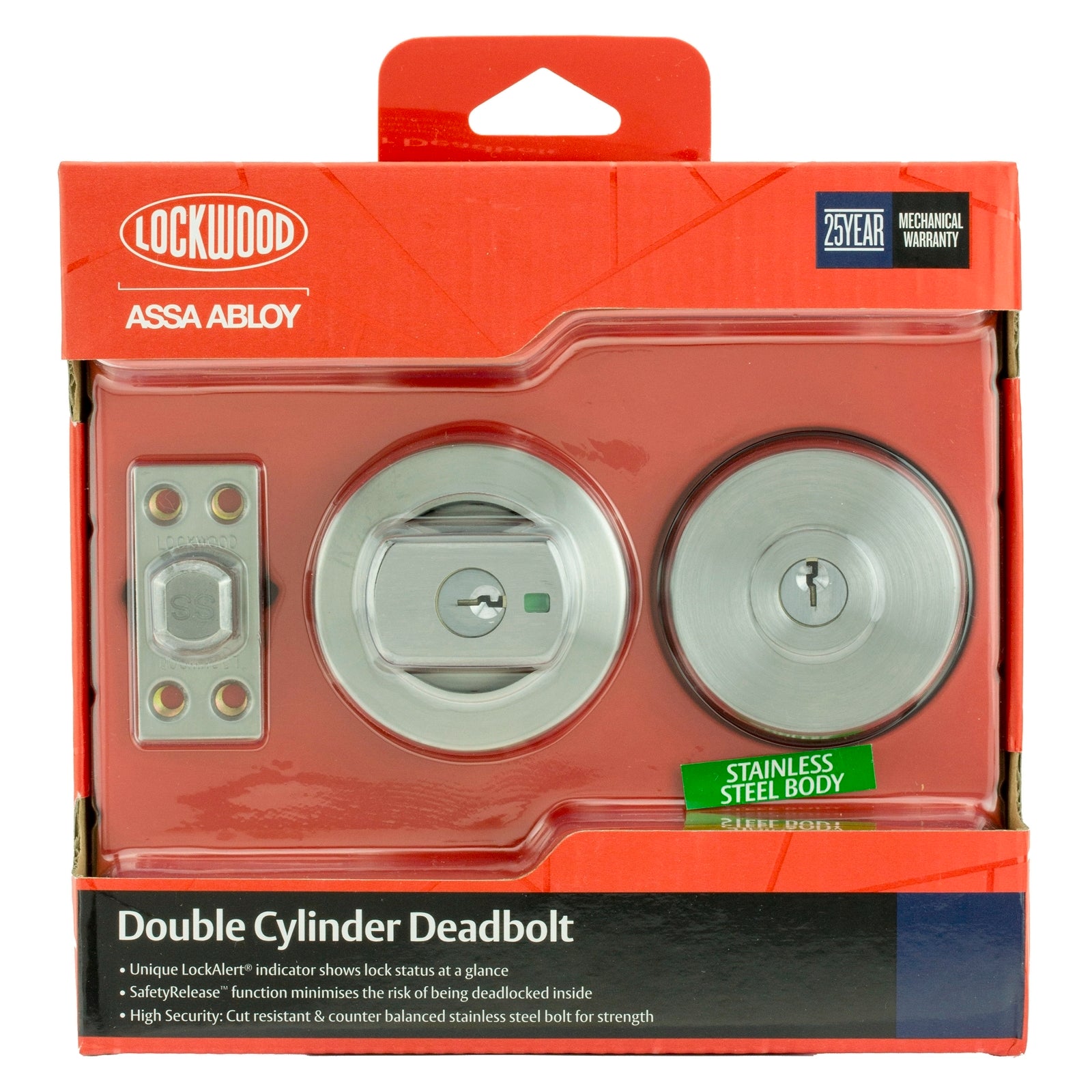 Lockwood Satin Stainless Steel Paradigm 005 Round Rose Double Cylinder Deadbolt - Image 2 of 2