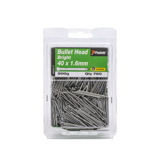 Paslode 40 x 1.6mm 500g Bright Steel Bullet Head Nails - 760 Pack