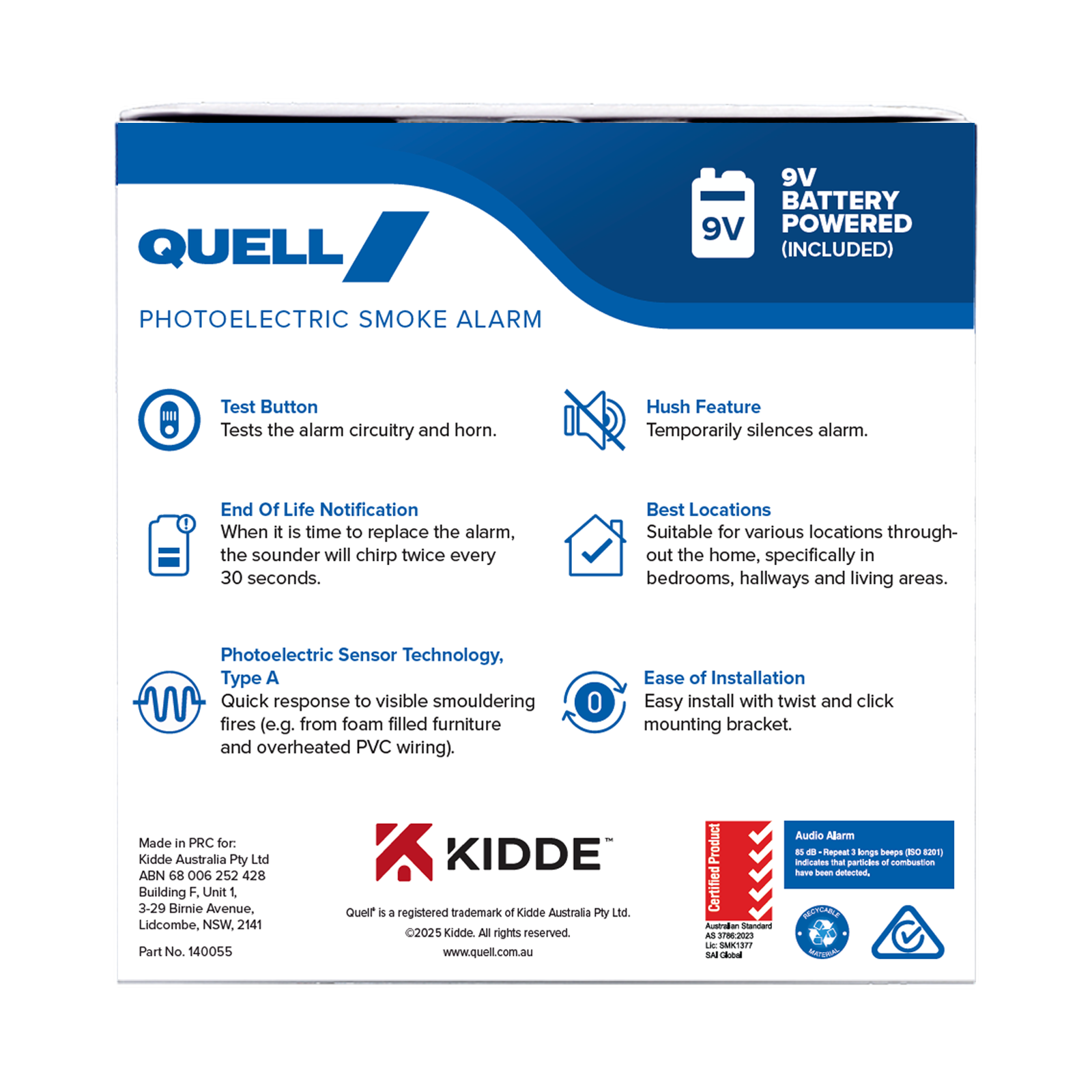 Quell 9V Q501 Photoelectric Smoke Alarm - Trade Box - Image 5 of 6