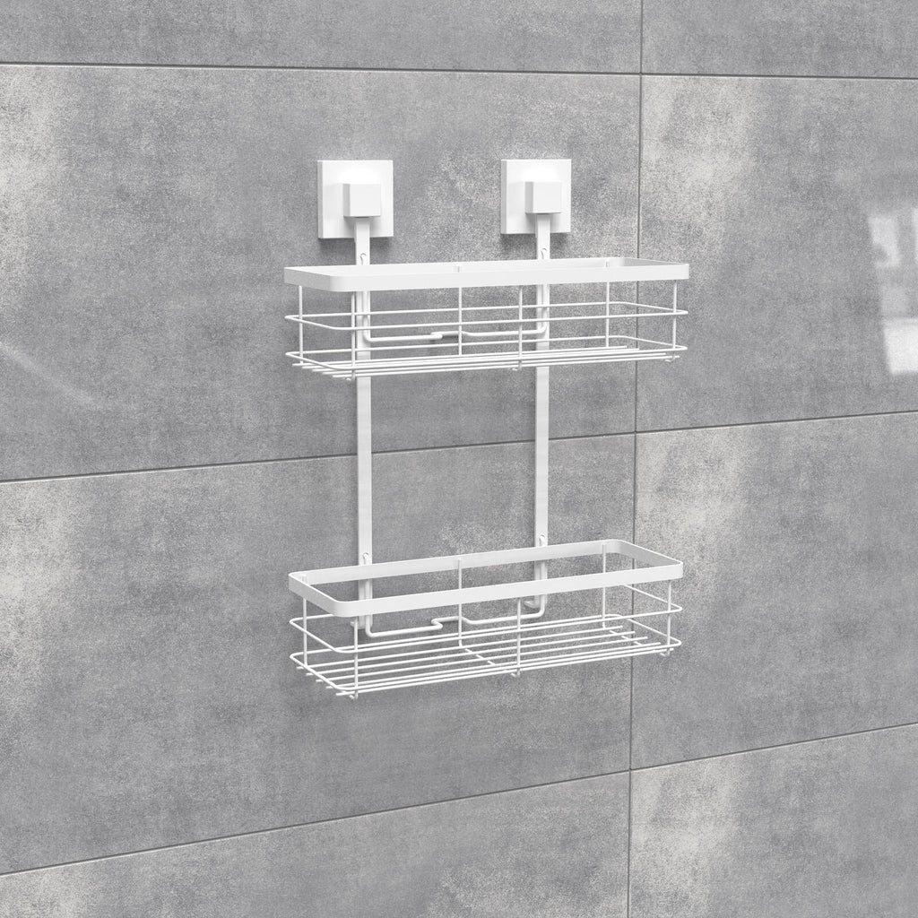 Fusion-Loc Matte White Style Suction Double Shower Caddy - Image 4 of 5