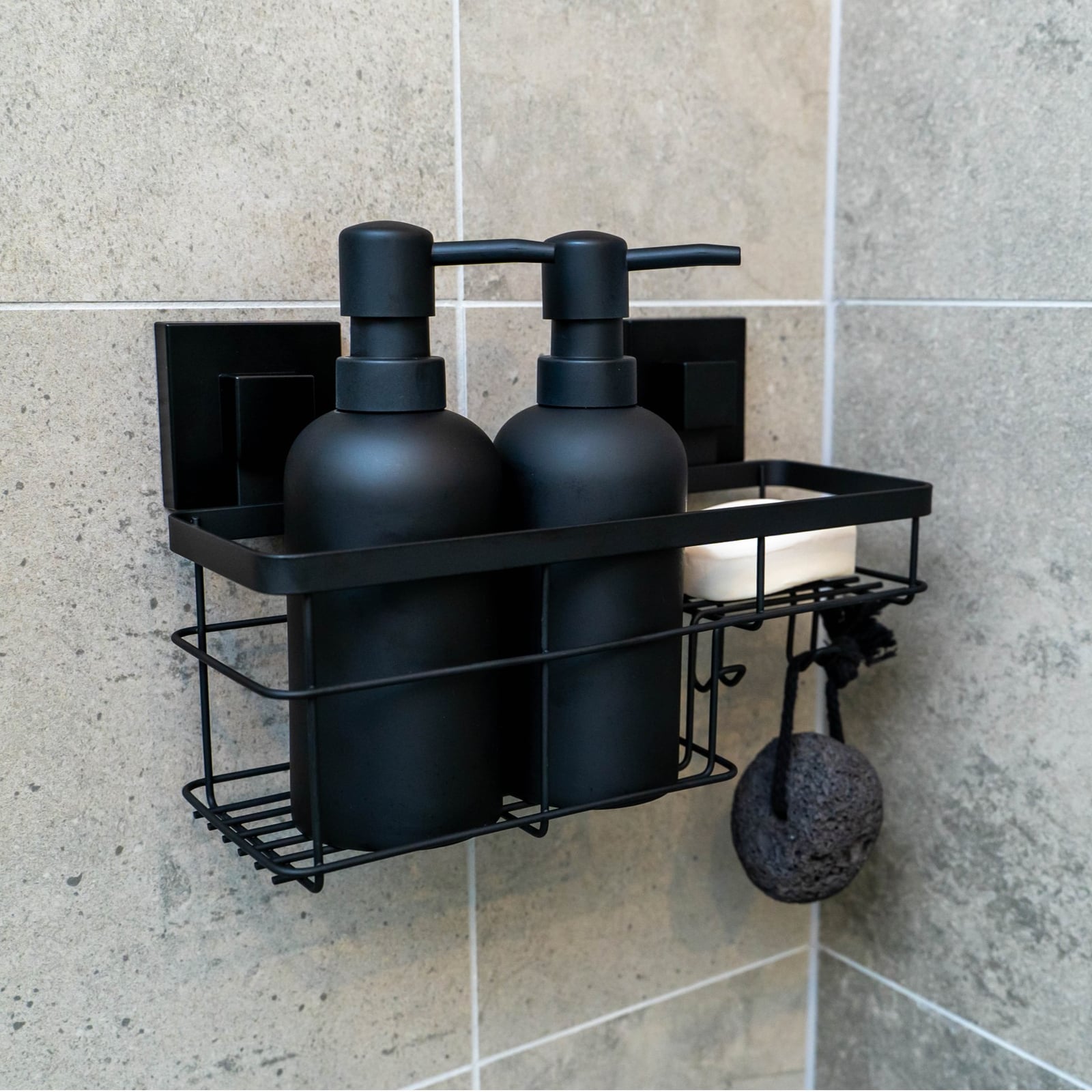 Fusion-Loc 26kg Black Matte Suction Combo Shower Caddy - Image 6 of 7