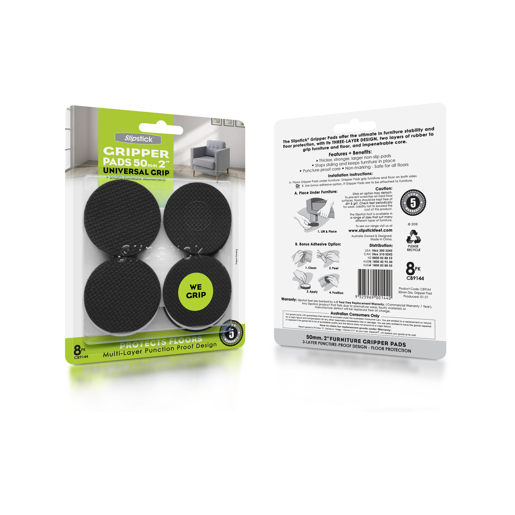 Slipstick 50mm 2” Round Gripper Floor Protection Pads - 8 Pack - Image 9 of 9
