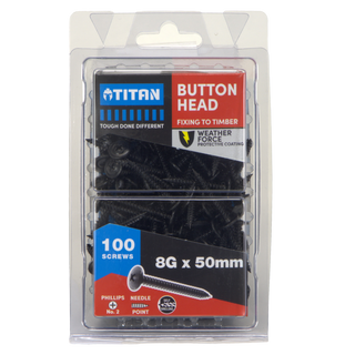 Titan 8G x 50mm Black Button Head Screws - 100 Pack