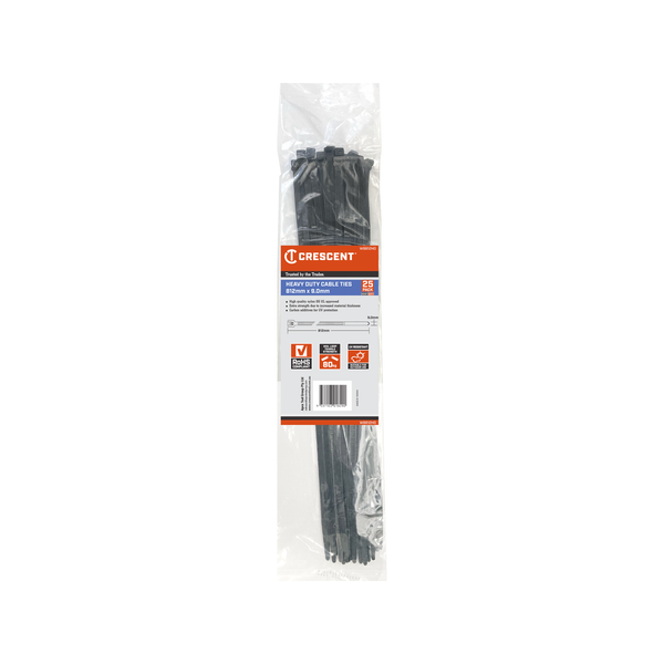 Crescent 812 x 9mm Heavy Duty Cable Ties - 25 Pack