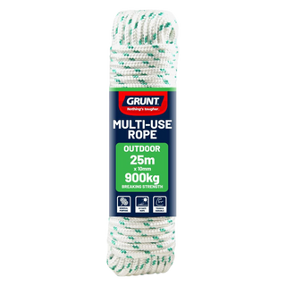 GRUNT 10mm x 25m White And Green Outdoor Rope