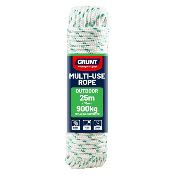 GRUNT 10mm x 25m White And Green Outdoor Rope