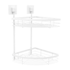 Fusion-Loc Matte White Style Suction Double Corner Shower Caddy - Image 1 of 5