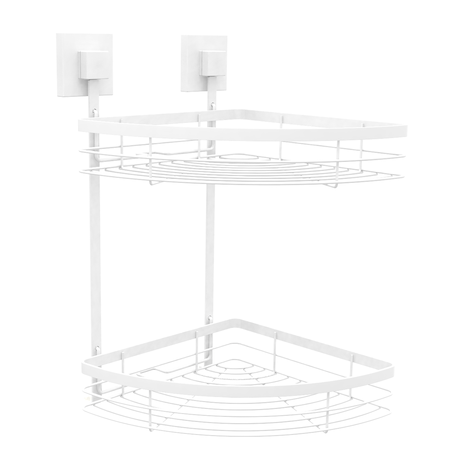 Fusion-Loc Matte White Style Suction Double Corner Shower Caddy - Image 1 of 5